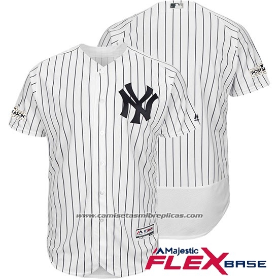 Camiseta Beisbol Hombre New York Yankees 2017 Postemporada Blanco Flex Base